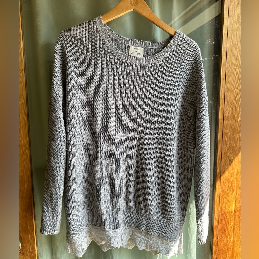Urban Outfitters Grey Knit Sweater lace detailing